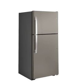 GE - 19.2 Cu. Ft. Top-Freezer Refrigerator with Garage Ready Design - Slate
