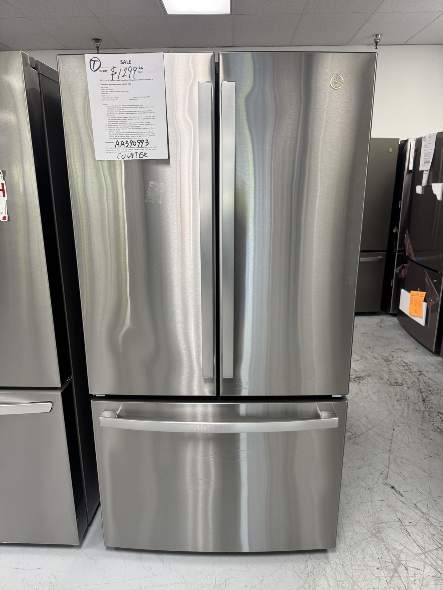 GE Counter Depth Refrigerator With Internal Water And Ice