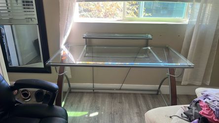 Glass desk with chair