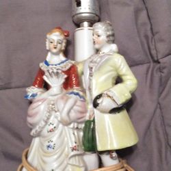 Victorian Porcelain Lamp And Shade