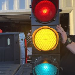 Vintage econolite traffic signal light working