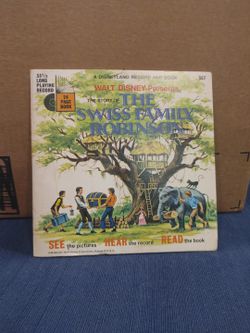 1971 The Swiss Family Robinson 33 1/3 Record And Read Along Book Disney