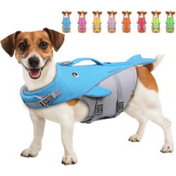 Cute Shark Dog Life Vest, Swimming Vest with Handle, Ripstop & Buoyancy, M *NEW*