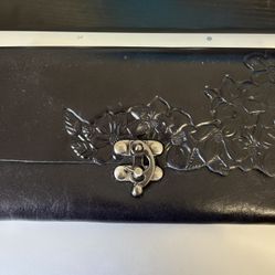 Patricia Nash Black Floral Embossed Leather RFID Wallet