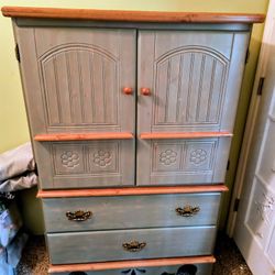GREEN SHABBY CHIC ARMOIRE 