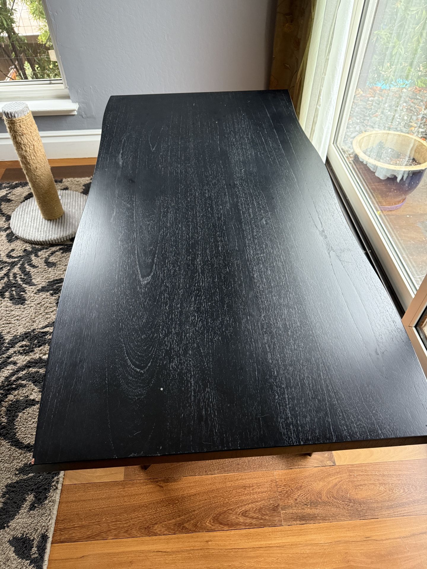 Crate and Barrel Live Edge Solid Wood with Metal Base Coffee Table