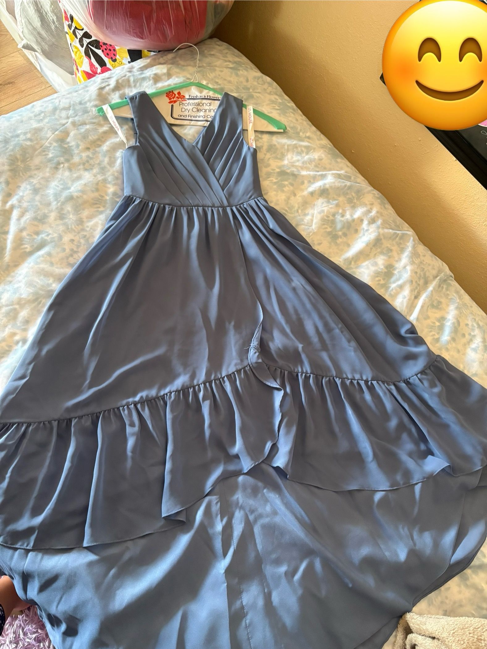 JJ House A-Line V-Neck Junior Bridesmaid Dress Chiffon Asymmetrical