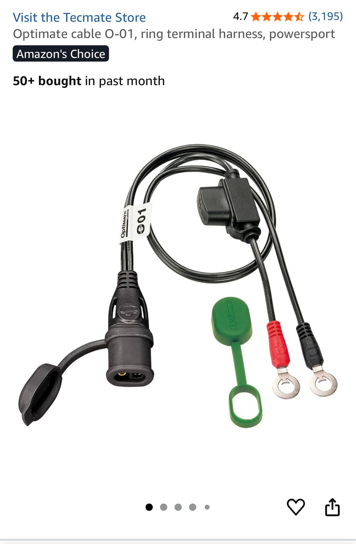 Optimate cable O-01, ring terminal harness,  Weatherproof Battery Lead, Heavy Duty/Auto/Marine 