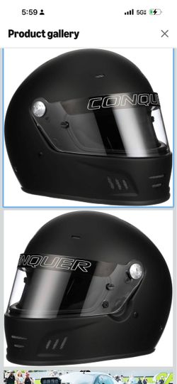 Conquer Snell SA2025 Approved Full Face Auto Racing Race Car  shell  - Adult | Men | Women | Youth - ( Black  XL)
