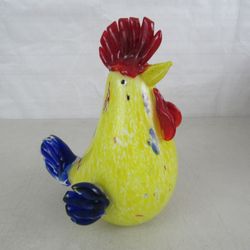Large 9" Art Glass Multicolored Rooster/Chicken

