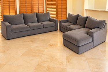Gray studded living room couch set