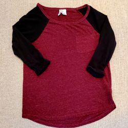 Burgandy And Black Baseball Style Tee