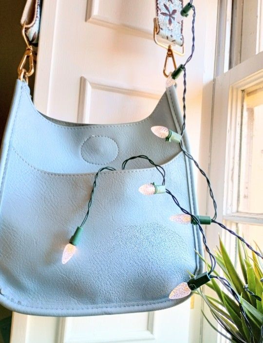 "Ahdorned" blue mini messenger, vegan, shoulder bag, ahdorned handbags, Boho