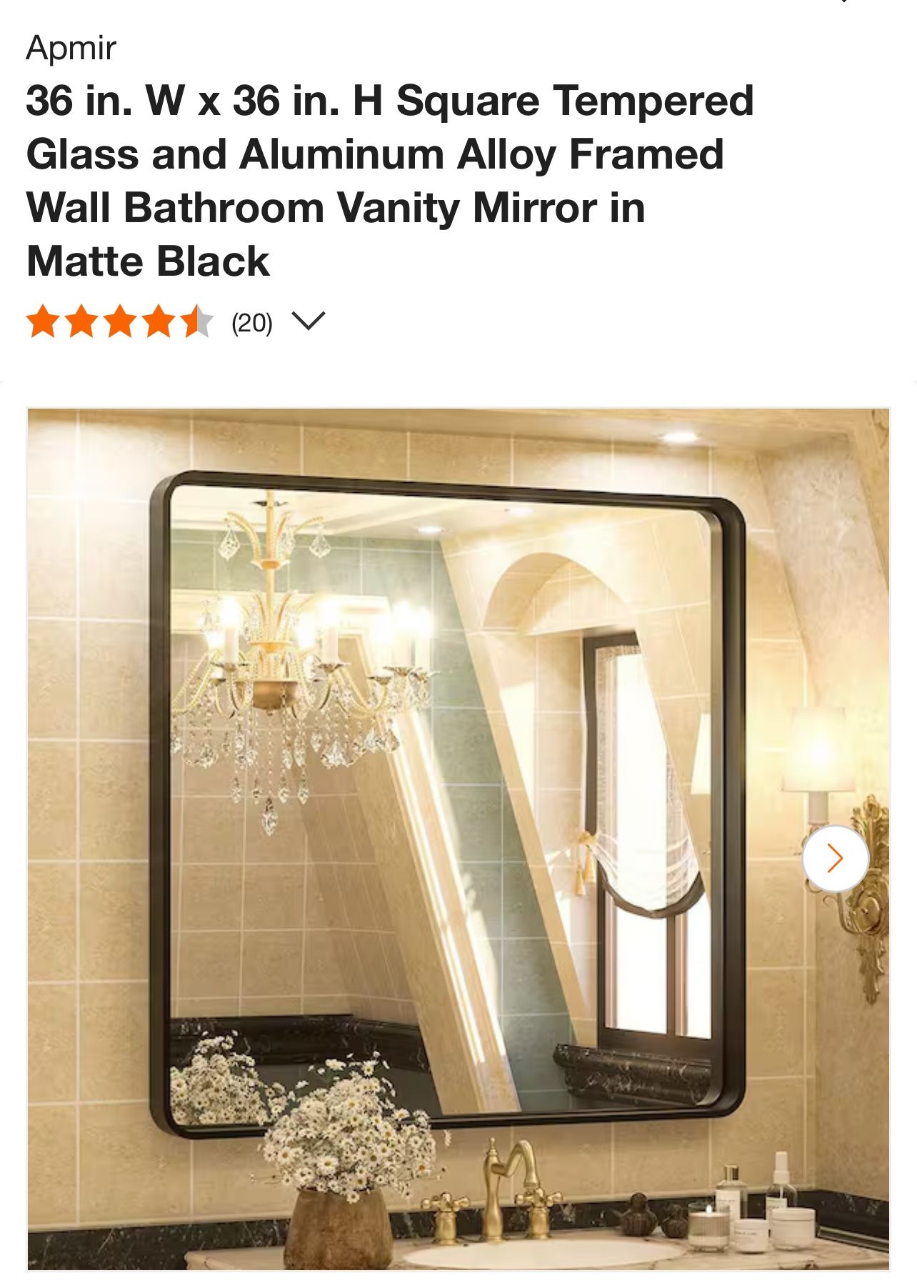 Apmir 36” X 36” Framed Mirrors - 3 Available 