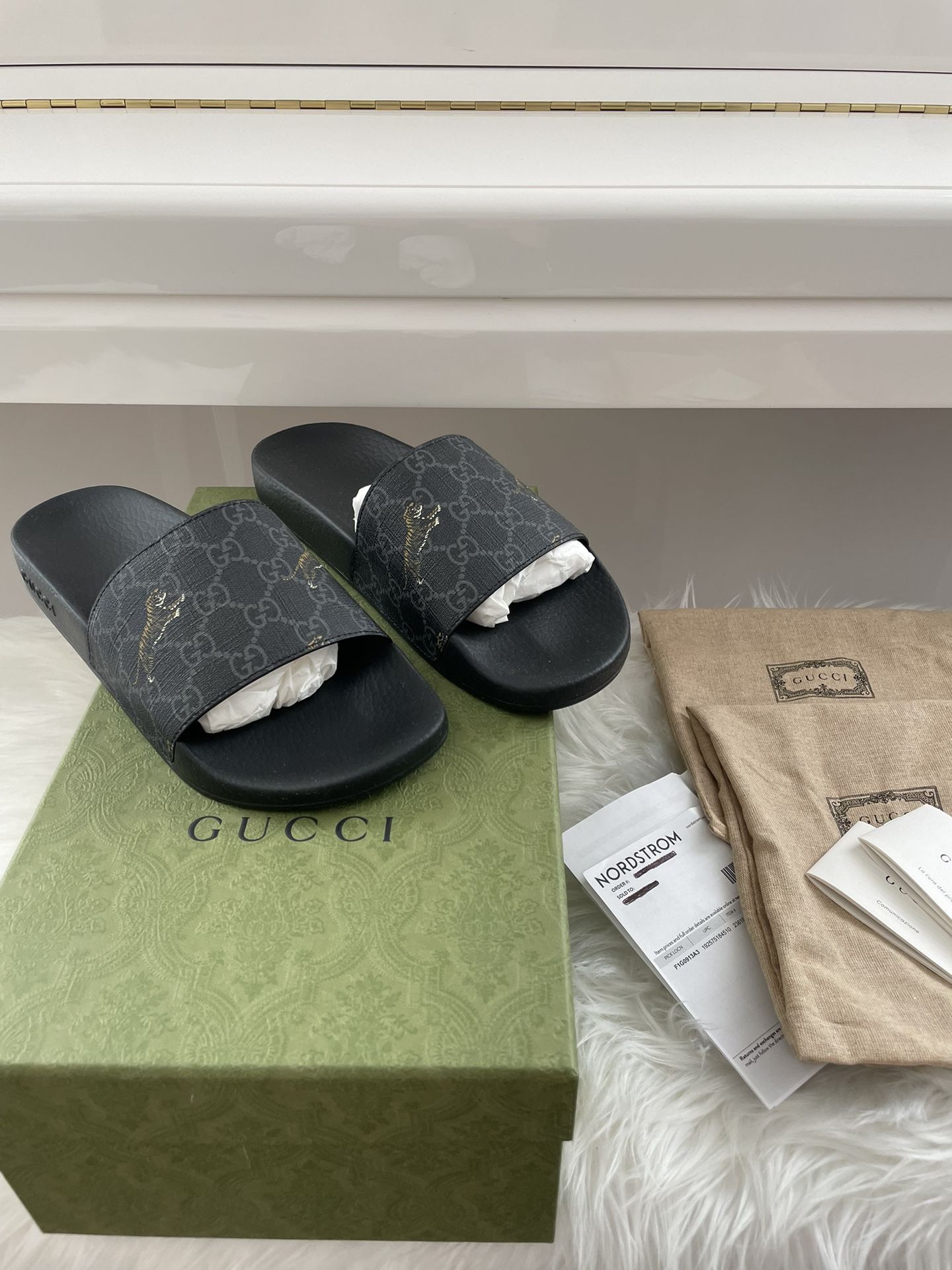 Gucci Tiger Print Slide Sandal (Men)