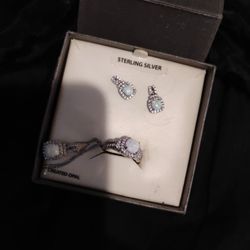 Sterling Silver Opal Set