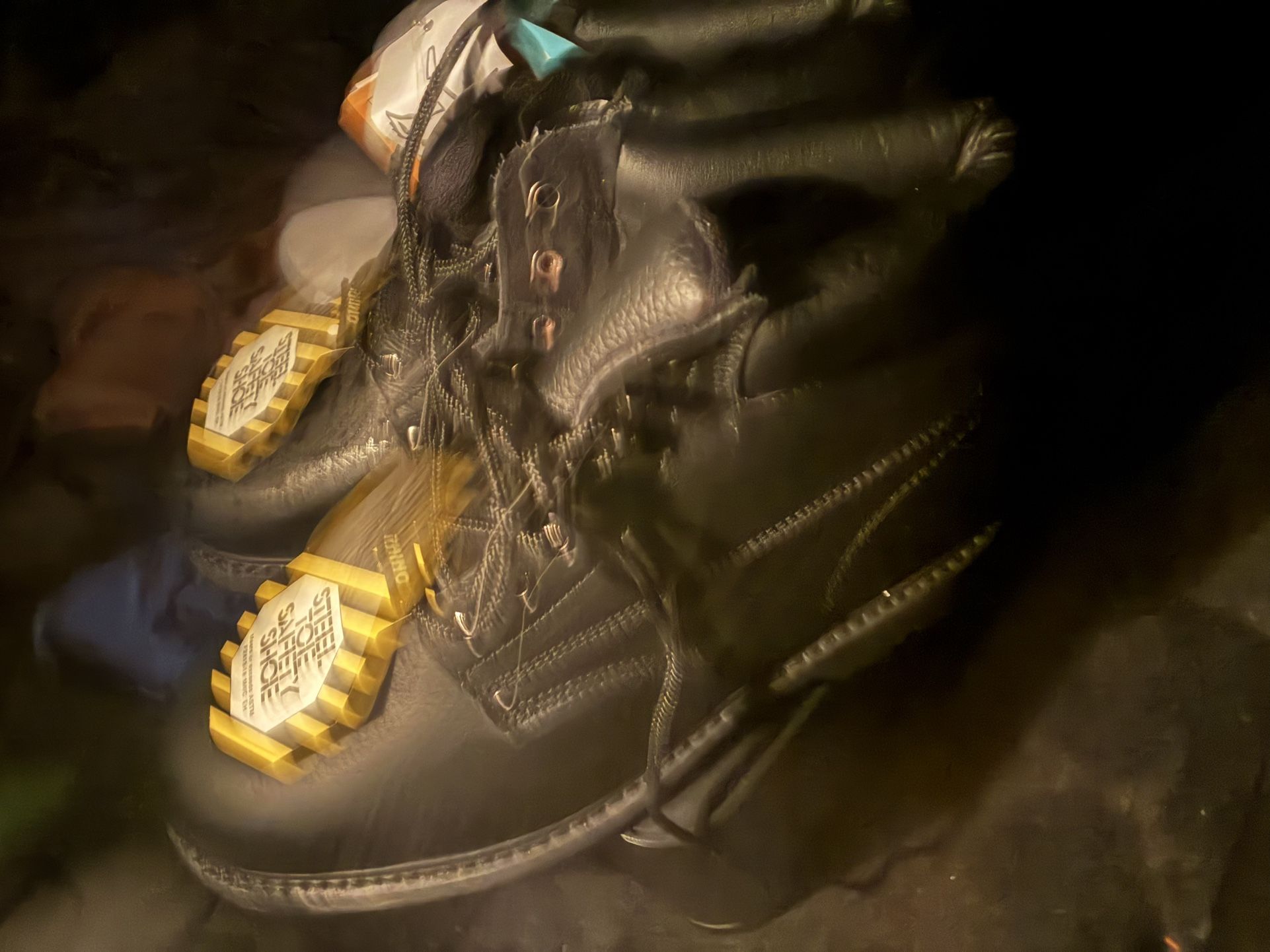 Brand New Nikes And Steak Toe All Black Boots