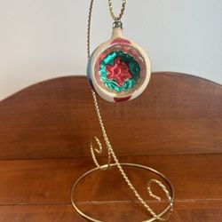 Large Vintage Christmas Ornament Made in Poland Indent Star Mica 2.5” wide 