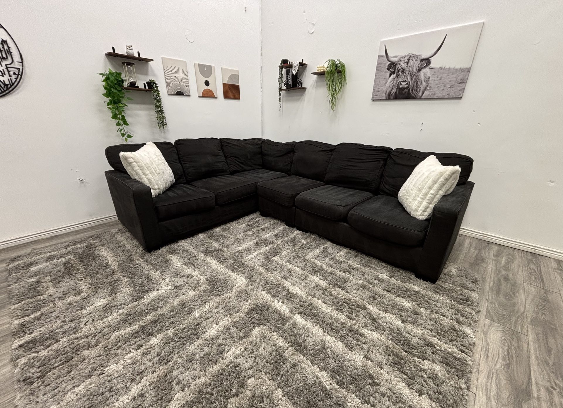 Black Sectional Couch - Free Delivery 