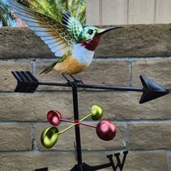 60" Weathervane Metal Hummingbird-RUBY THROATED Stake, Yard Art, Garden Decor