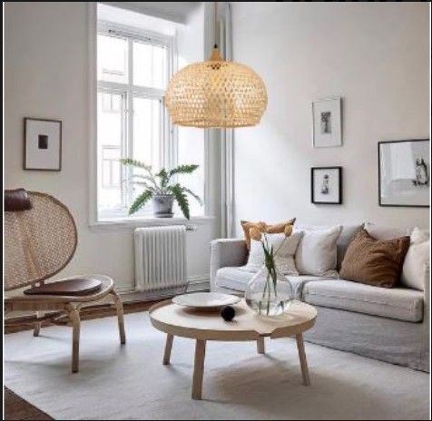 Wicker Rattan Dome Pendant Light, by ELE Light & Décor ( Brand New)