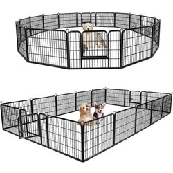 Dog Playpen 24 Inch 16 Panels, Heavy Duty Pet Dog Pen Indoor, Metal Dog Fence with Doors, Foldable Animal Outdoor Exercise Pen for Yard, RV, Camping