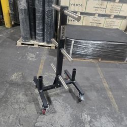 Vesta Weight Tree | Commercial Grade | 6 Plate Holders | 2 Barbell Holders | Wheels | Gym Equipment | Fitness | Squat Rack | 