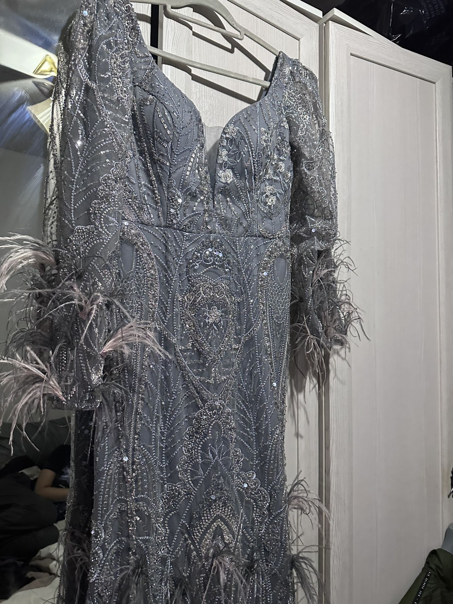 stunning silver-grey gown