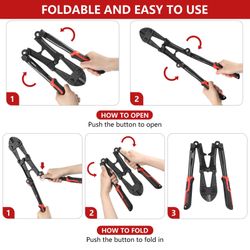 Heavy Duty Foldable Bolt Chain Padlock Wire Cutters Tool Non Slip Handle Size 18" New Condition