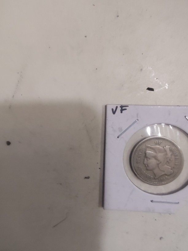 1866 3 Cent Nickel AU