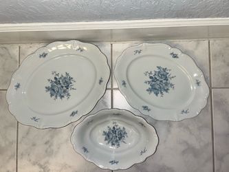 3 Serving Pieces Johann Haviland Bavaria Blue Garland Porcelain China
