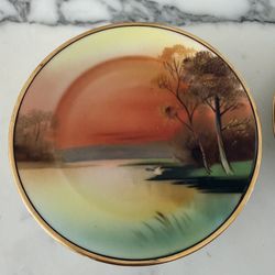 Vintage Noritake hand-painted porcelain plate Set