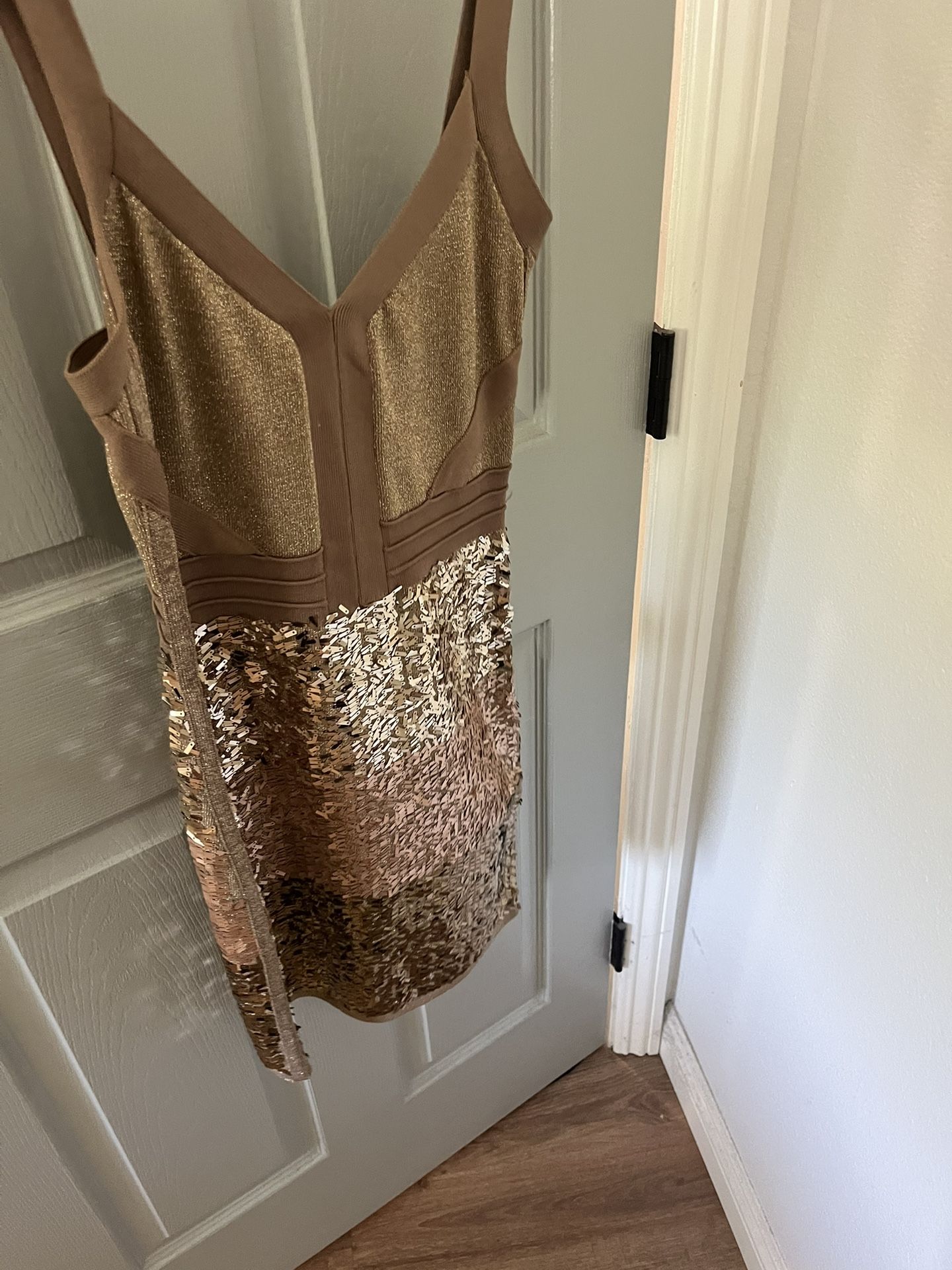 Bebe Gold Sequin Dress