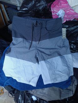 Men's Striped Board Shorts with Tags