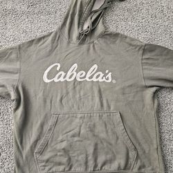 Cabela’s Script Logo Pullover Hoodie Olive Green Size L