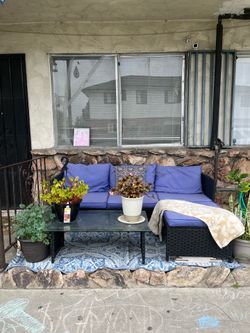 Outdoor furtniture with water floor mat and tiles