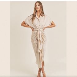 Midi Satin Wrap Dress 