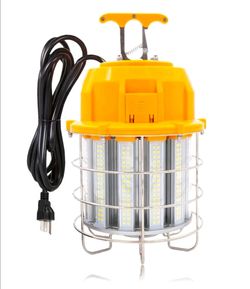Maxxima High Bay LED Temporary Work Light Fixture - 100 Watt 12000 Lumens, Daylight 5000K, IP65, Linkable, Stainless Steel Cage Guard, Easy Latch to M