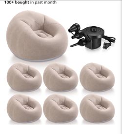 New 6 Pcs Inflatable Bean Bag Chair, Air Pump,Coffee
Electric Pump for Inflation, Foldable Blow up Chairs for Outdoor Movie Seating, Portable Sofa for
