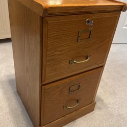 Oak 2 Drawer File Cabinet