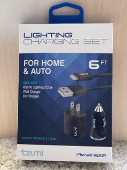 NEW iphone Home And Car Charging Set Lightning Charging Cable