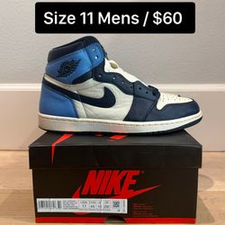 Air Jordan 1 High Obsidian, Size 11 Mens