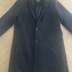 Mens Hollister Wool Blend Charcoal Overcoat size Medium 
