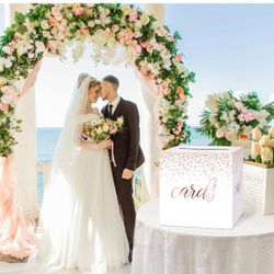 Rose Gold Wedding Card Box, Gift Card Boxes for Party, Wedding, Bridal & Baby Showers, Birthday, Engagement, Retirements, Graduation, Anniversaries Pa