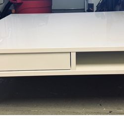 Low White Enamel Square Coffee Table 