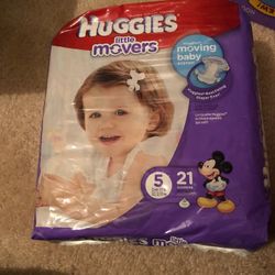 Huggies Little Movers Size 5 Diapers. 