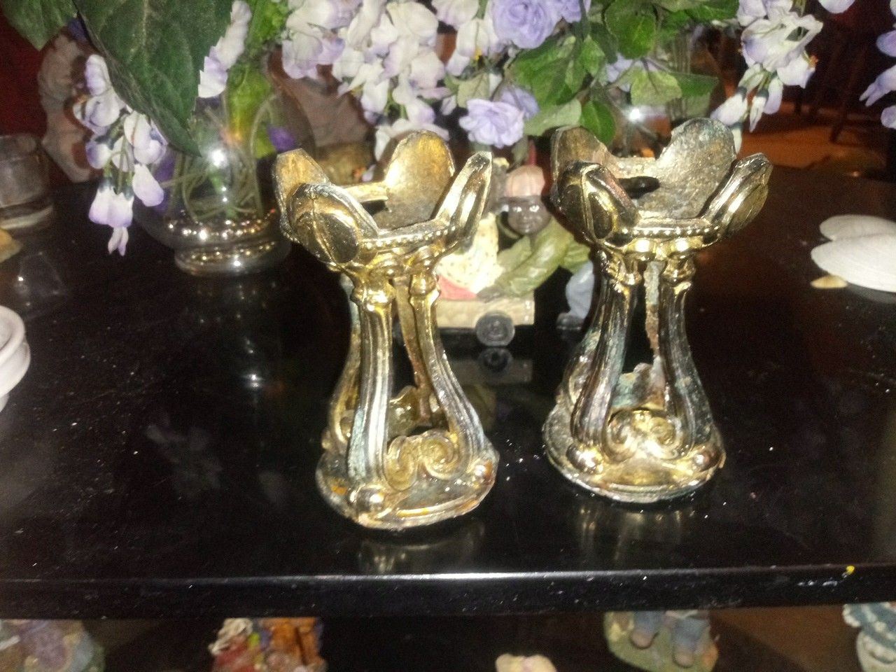 Set Of Two Silver Candle Holders