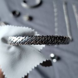 Solid Sterling Silver Adjustable Cuff Size 6.5"-8"