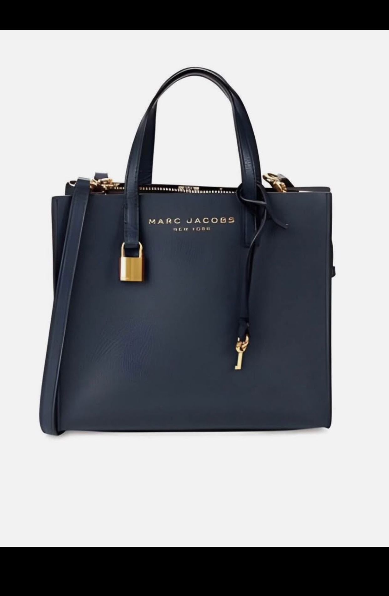 MARC JACOBS Mini Grind Tote Structured Classic Square Blue Sea Bag