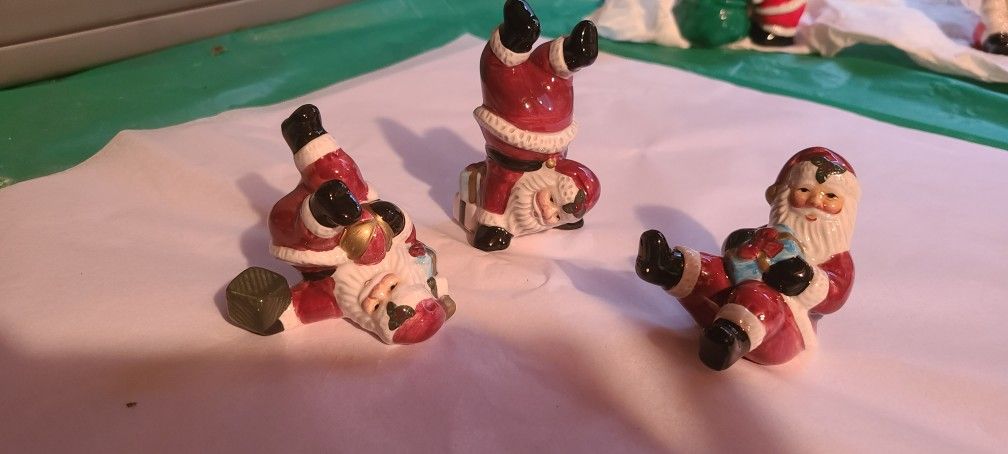 Fitz & Floyd Trio of Tumbling Santas